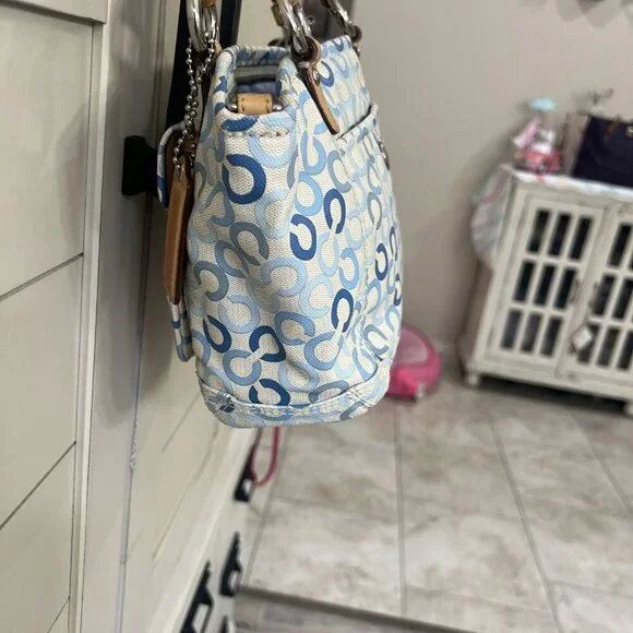 Coach Op Art Light Blue, Off White/Cream, L0869-13141, Handbag, purse - Picture 4 of 11